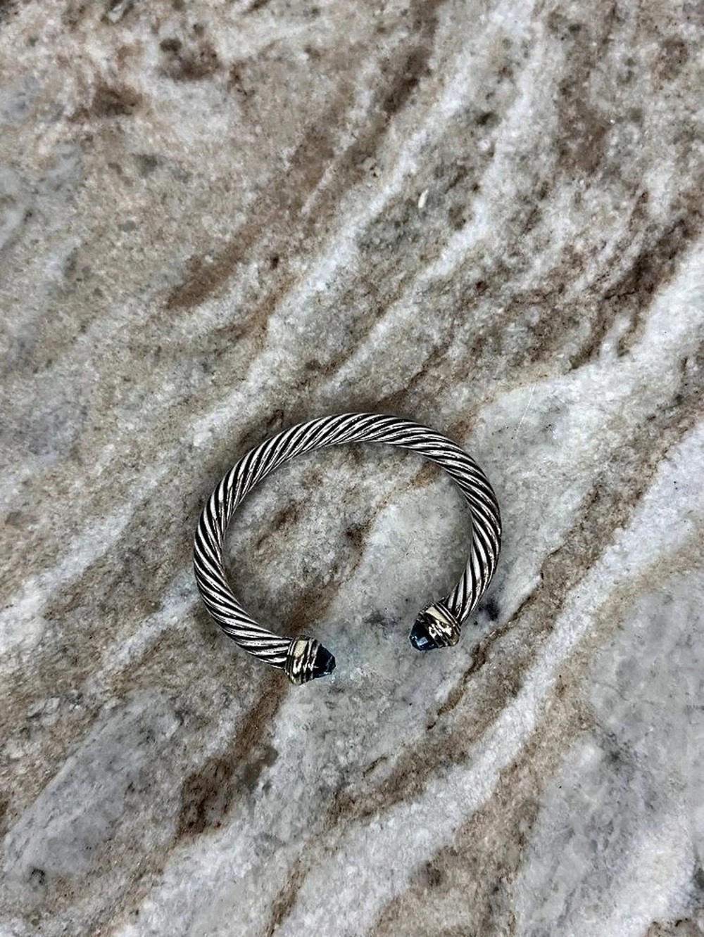 David Yurman Cable Classics Bracelet with Blue Topaz and 14K Gold Blue Topaz